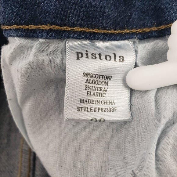 Pistola 28 Ripped Distressed Low Rise Jeans Blue Zippered Legs Pants - Picture 4 of 14